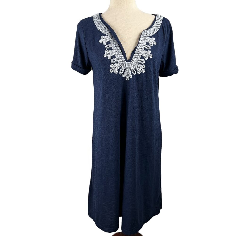 Very Preppy! Lilly Pullitzer Navy Blue Embroidered Coverup Dress Size Me…